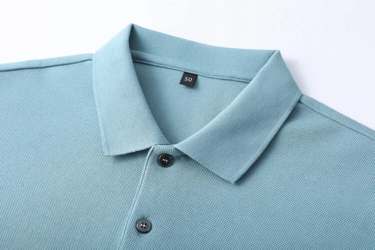 Men's 100% Cotton Polo Shirt, Four Seasons Universal Leisure Long Sleeve, Breathable Lapels T-shirt, Perfect and Durable for Golf Sports