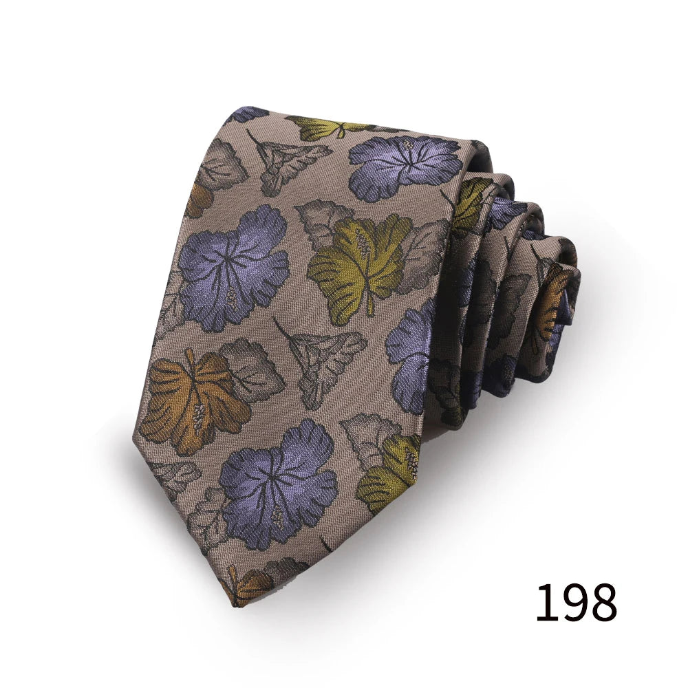 Heren luxe Paisley stropdas met bloemenprint in bruiloftsstijl, zakelijke stropdas van polyester, 146 x 7,5 cm, cadeau voor volwassen mannen.
