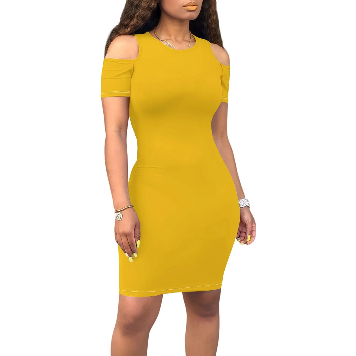 Summer Off Shoulder Dresses for Women Summer Crewneck Short Sleeve Casual Knee Length T Shirt Going Out Dresses