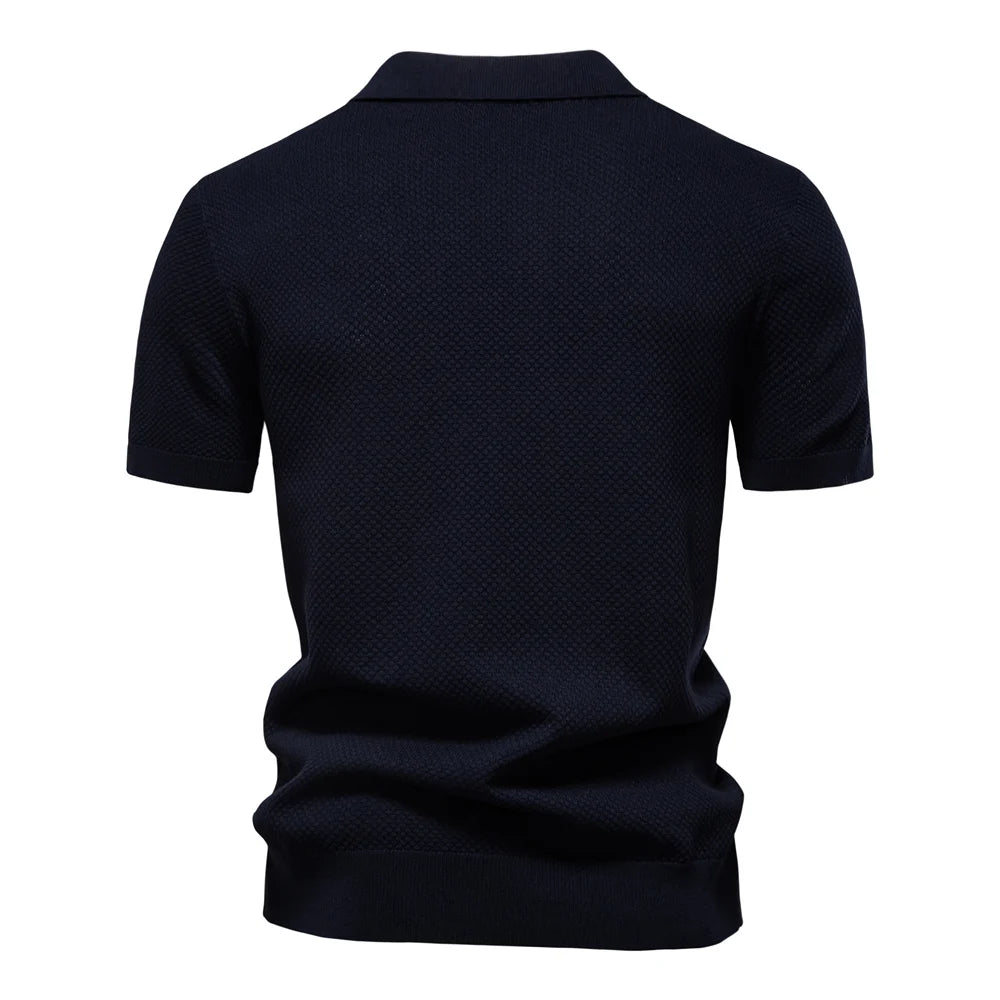Men's Summer Breathable Polo Shirt Short Sleeve Solid Colour Casual Polo Shirts for Men Lightweight Stretch Polo 