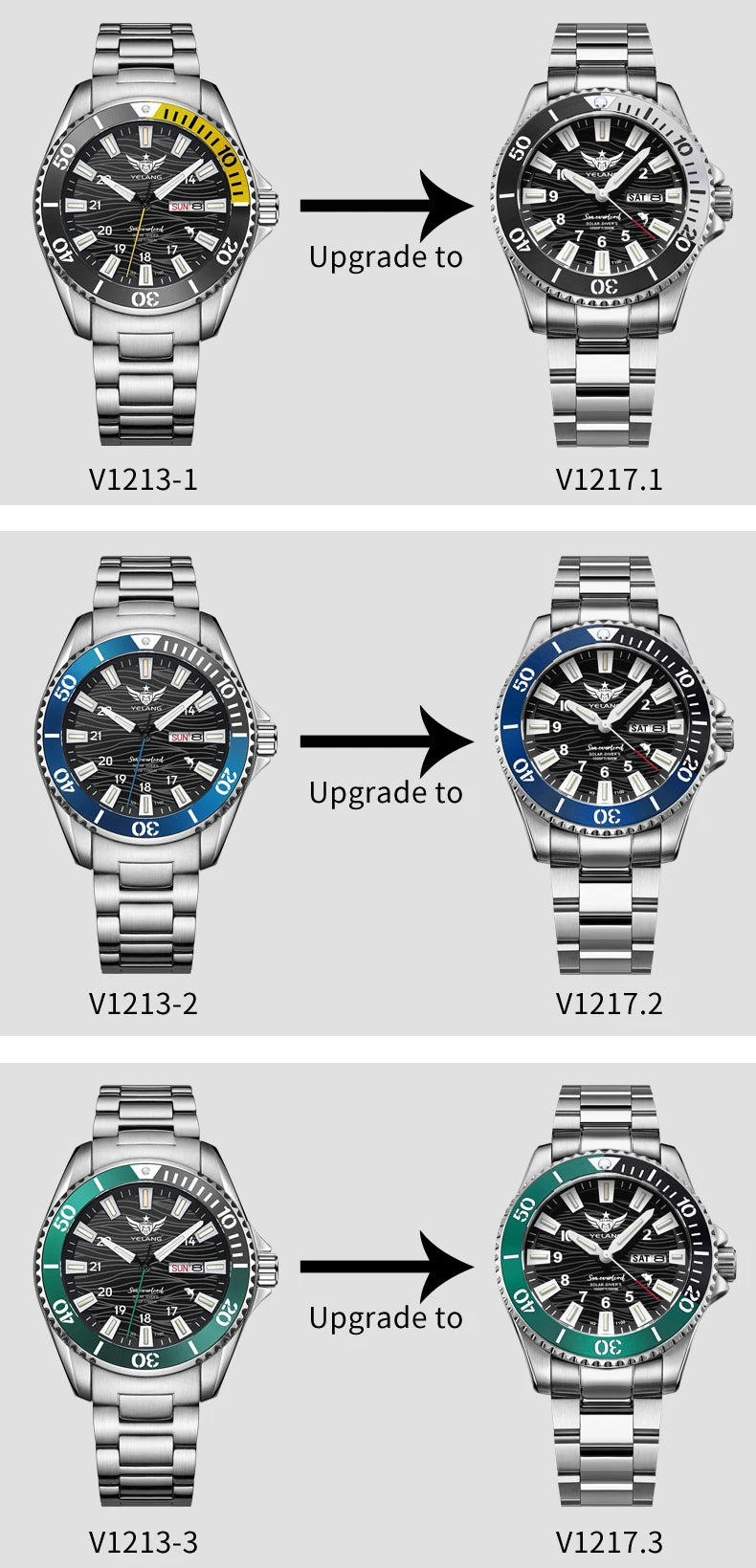 Yelang V1217 42mm Japan Eco-Drive Solar Watch Men's Watch 300M Diver Watch 30ATM Professional Waterproof Sapphire Luminous