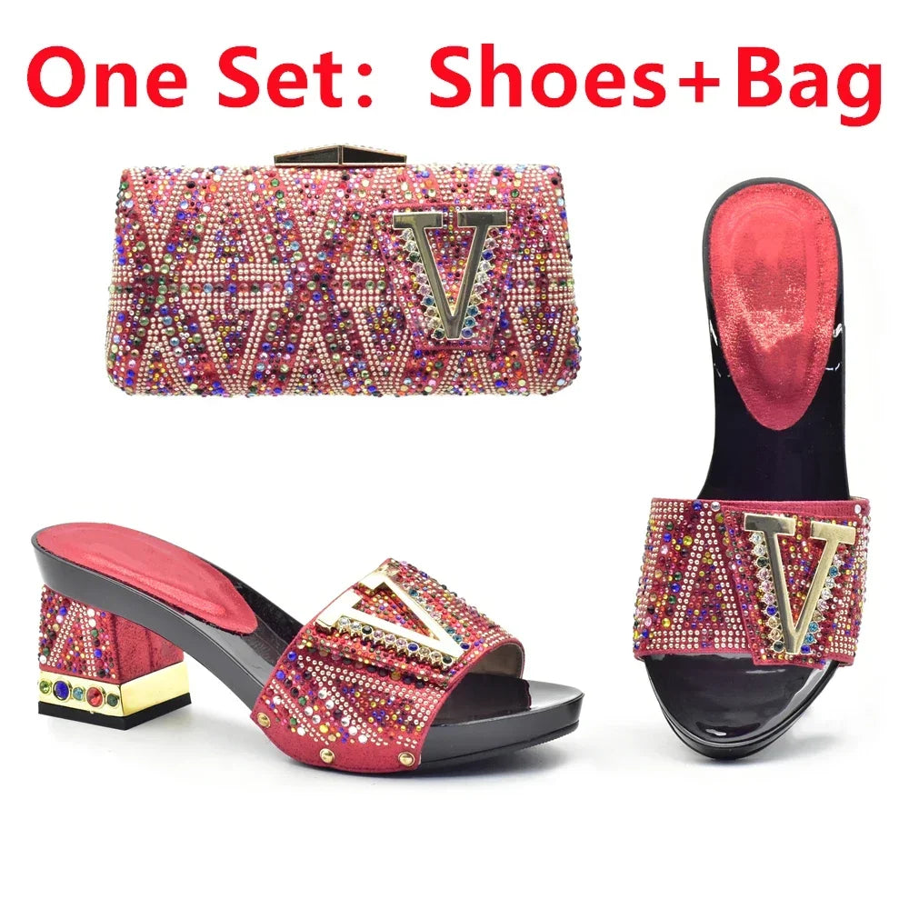 Italian Shoes with Matching Bags for Wedding Italy Shoe and Bag Set In New 2025 Nigerian Shoes and Matching Bags