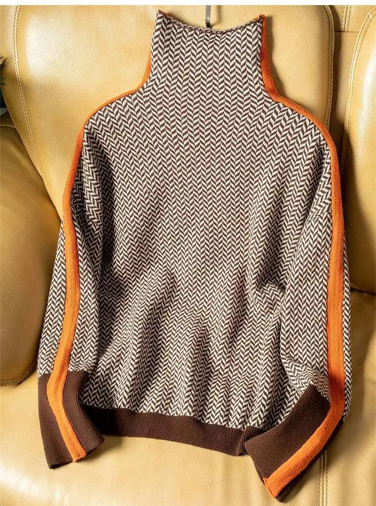 Women's Turtleneck Sweater Knitted Simple Soft Top Slim Warm Jumper Pullover Basic Female Sweaters