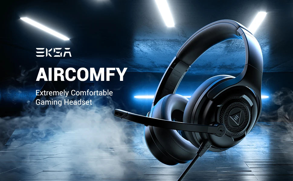 EKSA E4 Wired Headset Gamer 3.5mm Stereo Gaming Headphones with Microphone Superlight Over-ear Earphones for PC/PS4/PS5/Xbox