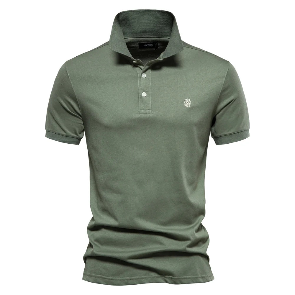 100% Cotton Embroidery Men's Polo Shirts Solid Colour Short Sleeve Polo Shirts Summer Social Polos For Men