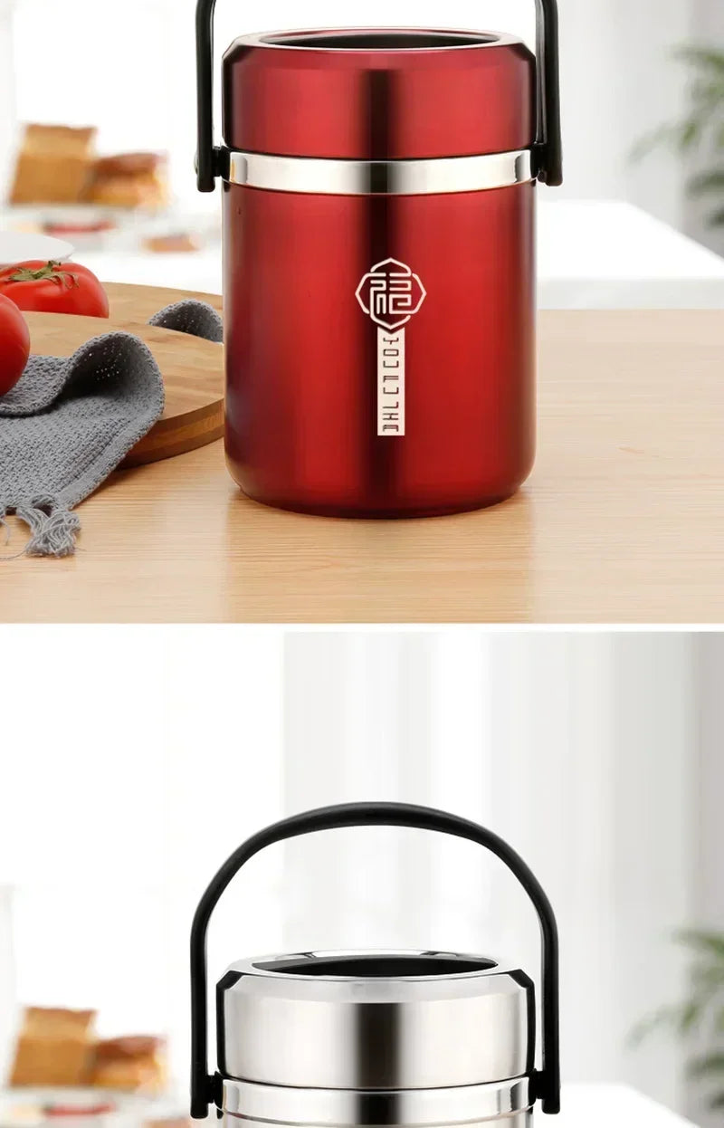 6 Hours Thermal Vacuum Lunch Box 304 Stainless Steel Insulated Worker Adult Food Container Large Picnic Student Bento Box Set