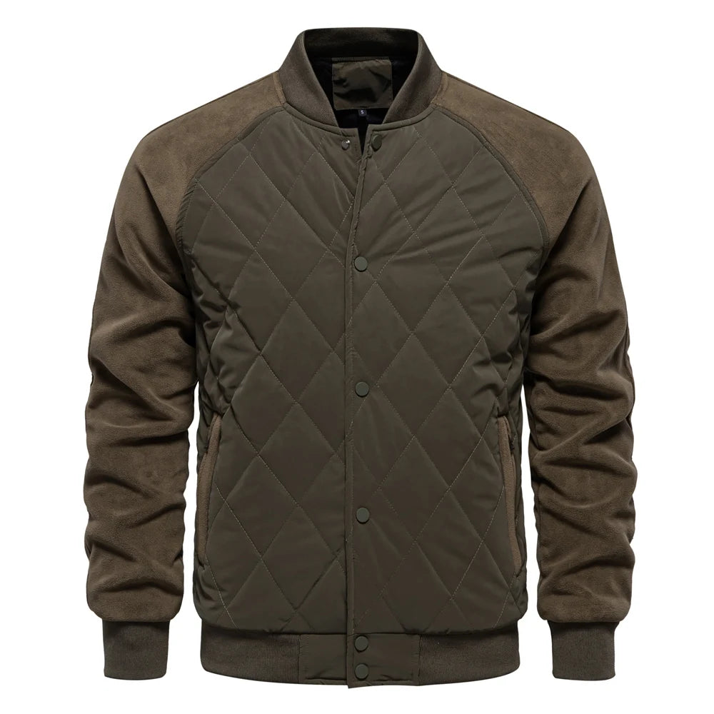 Men's Patchwork Thick Fleece Lined Baseball Bomber Jacket Winter Warm Outwear Jackets Coats for Men