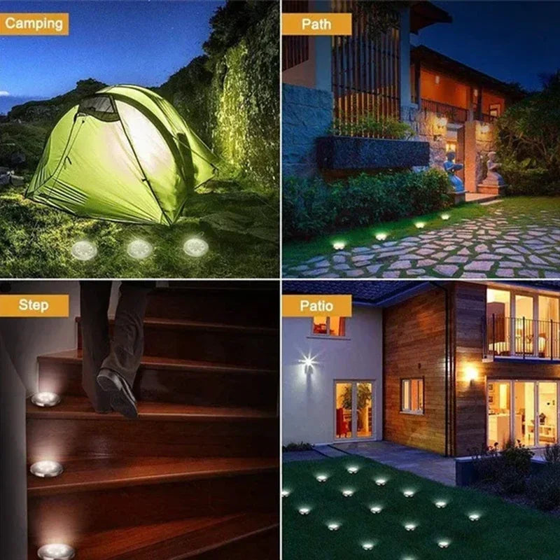 1/4/8-pack zonnelampen voor buiten, 8/20 LED's, schijfvormige ondergrondse lamp, spot, begraven zonnelamp voor huis, tuin, gazon en tuindecoratie