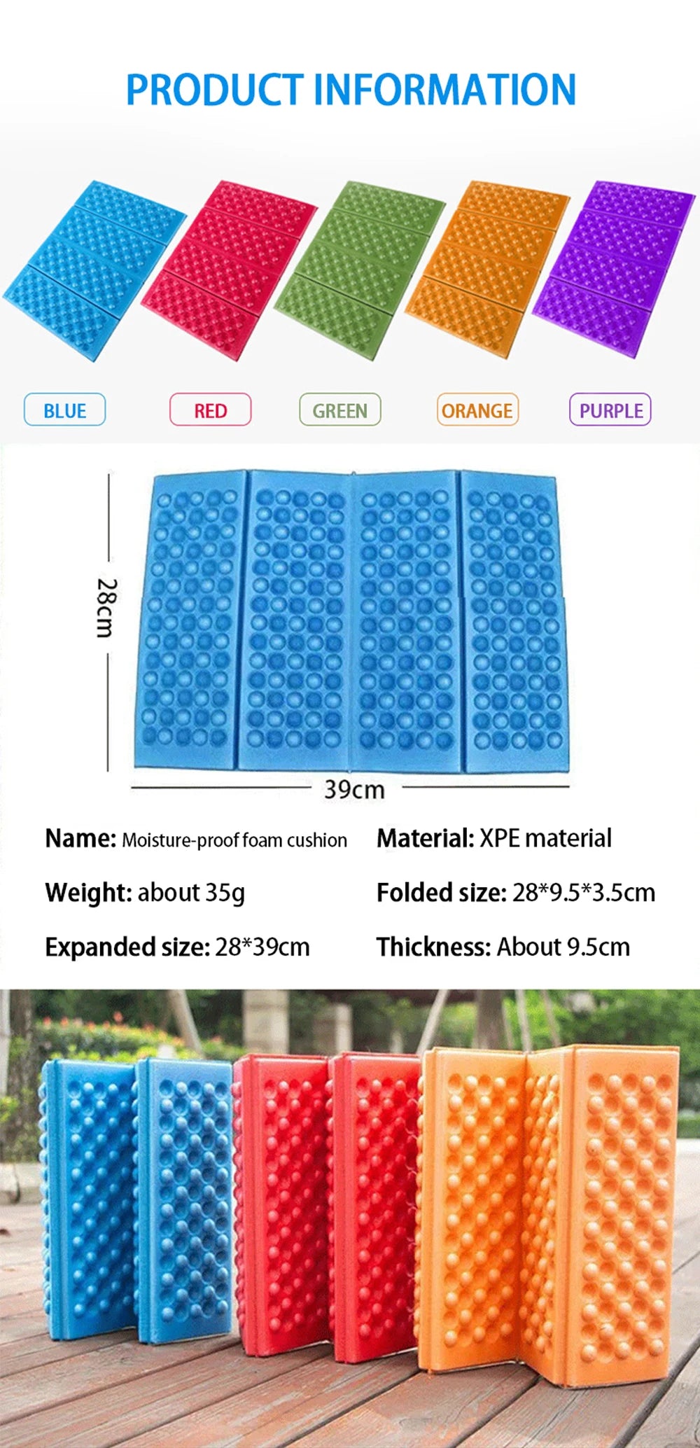 Camp Cushion Outdoor Hiking Massage Mat Camping Training Moisture-proof Pad Honeycomb Massage Mat Park Foldable Picnic Sitting
