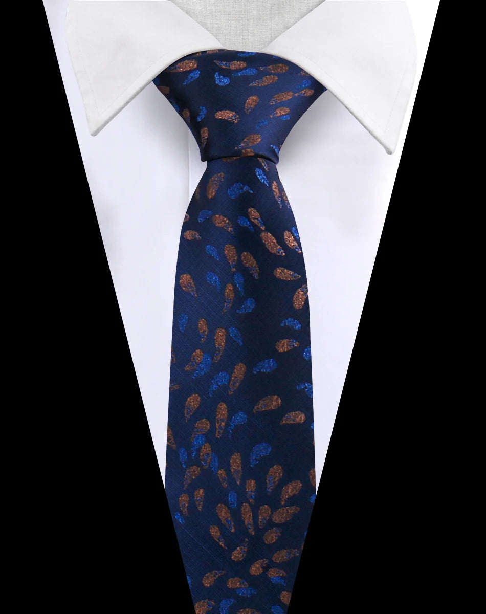 Heren luxe Paisley stropdas met bloemenprint in bruiloftsstijl, zakelijke stropdas van polyester, 146 x 7,5 cm, cadeau voor volwassen mannen.