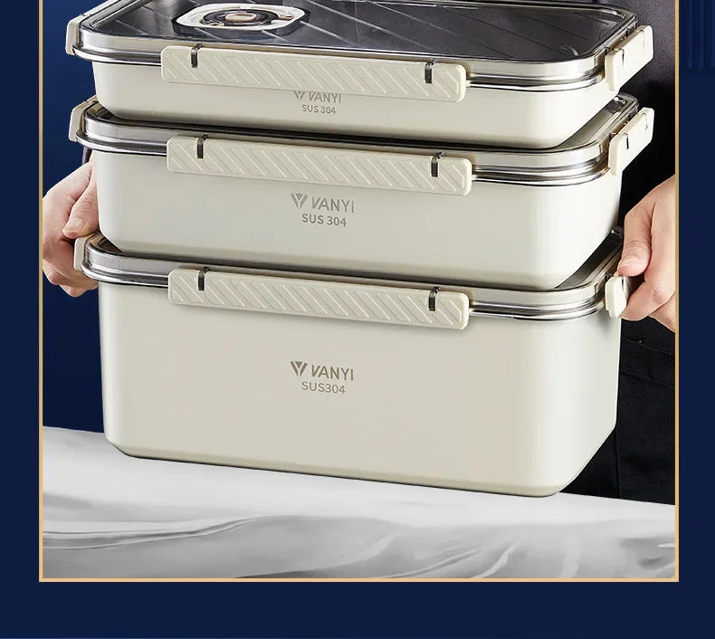 Stainless Steel Airtight Containers w/ Date Indicator & Leakproof Lid - BPA-Free Microwave/Freezer Safe - Home/Kitchen Lunch Box