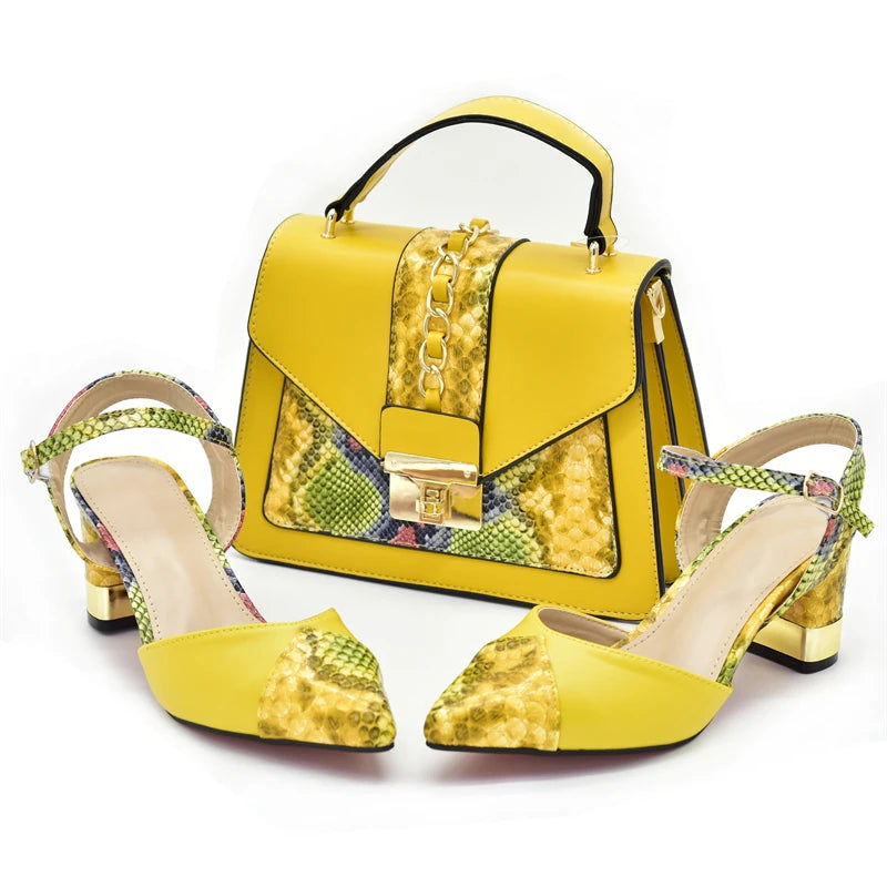 Women's Designers Italian Shoe and Bag Set for Nigerian Ladies' Luxury Party Shoes With Sexy High Heels