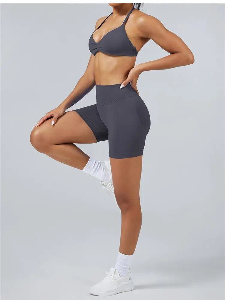 Seamless High Support Impact Yoga Bra Women Strappy Sport Bra Thin Strap Halter Workout Tank Fitness Top Gym Wear