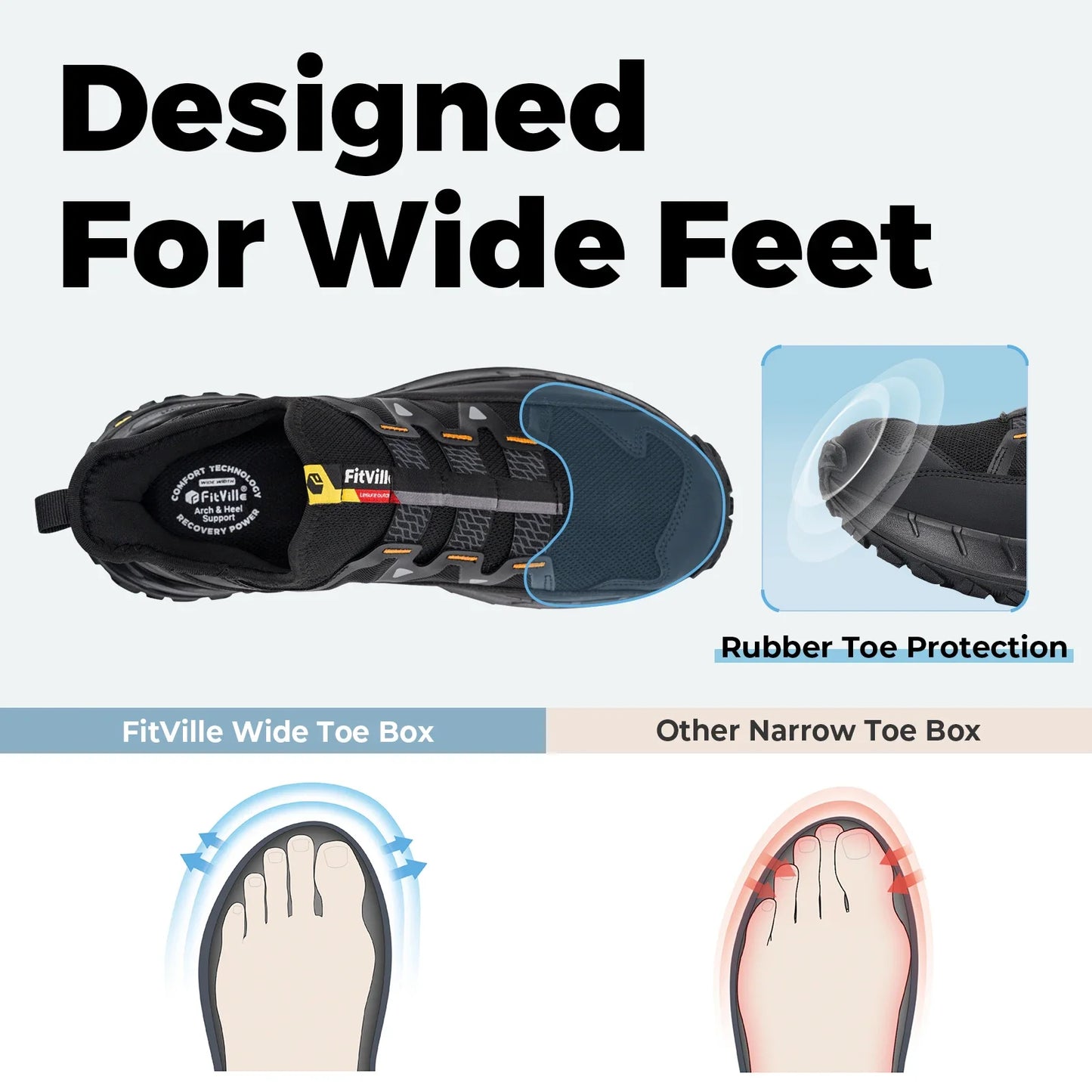Men's Extra Wide Sneakers Slip-On Shoes Comfortable Running Shoe Non-Slip Hiking With Arch Support For Swollen Feet