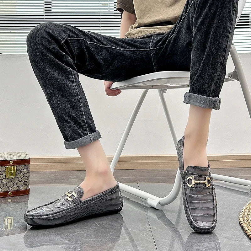 Fashion Men Large Size 46 47 48 Casual Loafers Gray Mens Moccasins Shoes Light Weight Wedding Formal Dress Shoes for Men