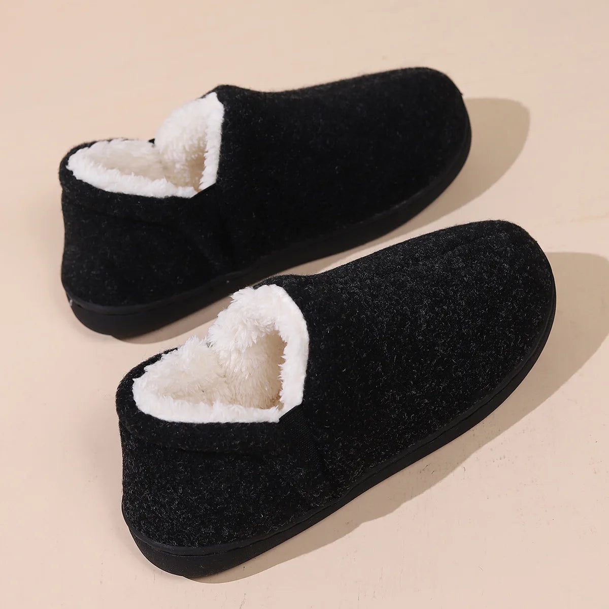 Men's Winter Cotton Slippers Indoor and Outdoor Warm Fuzzy Casual House Shoes With Memory Foam and Anti-Skid Plush Male Shoes