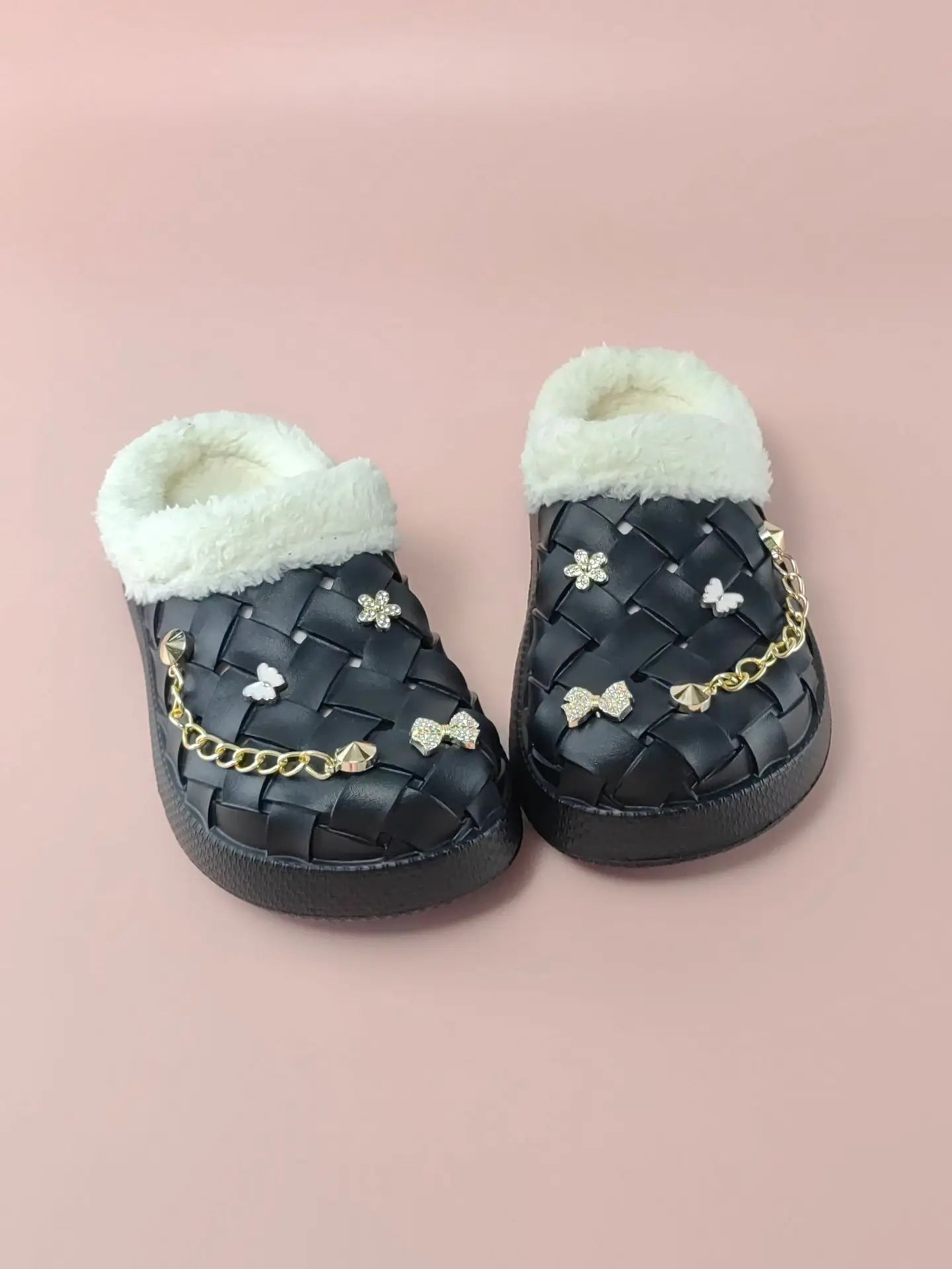 Kids' Slippers House Shoes Cartoon PU Leather Bow Winter Shoes Warm Anti-Slip Soft Bottom Shoes For Girls Size 40-45