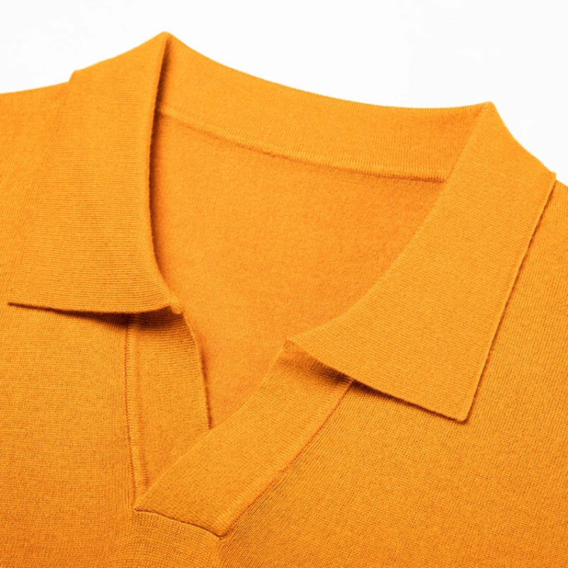 Men's Pullover Sweater With V-Neck, Business Casual Warm Polo, Male High Quality Cashmere Sweater