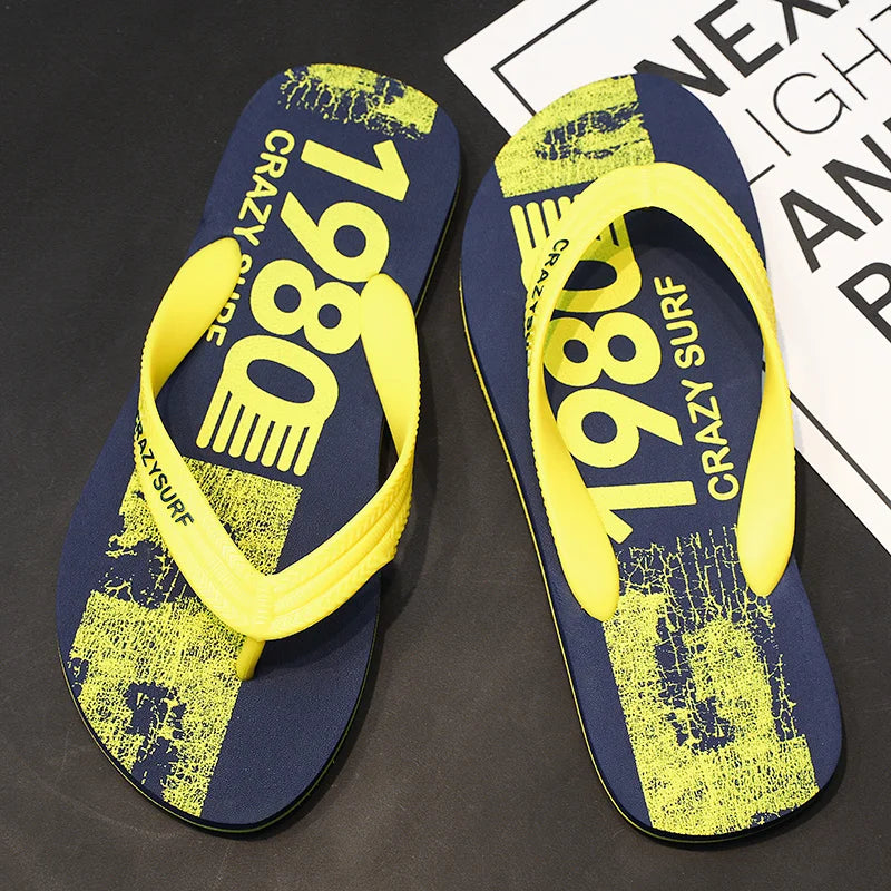 Outdoor Men Beach Flip Flops Sandals Summer Seaside Male Travel Water Slippers Yellow Orange Adult Sandals Slides
