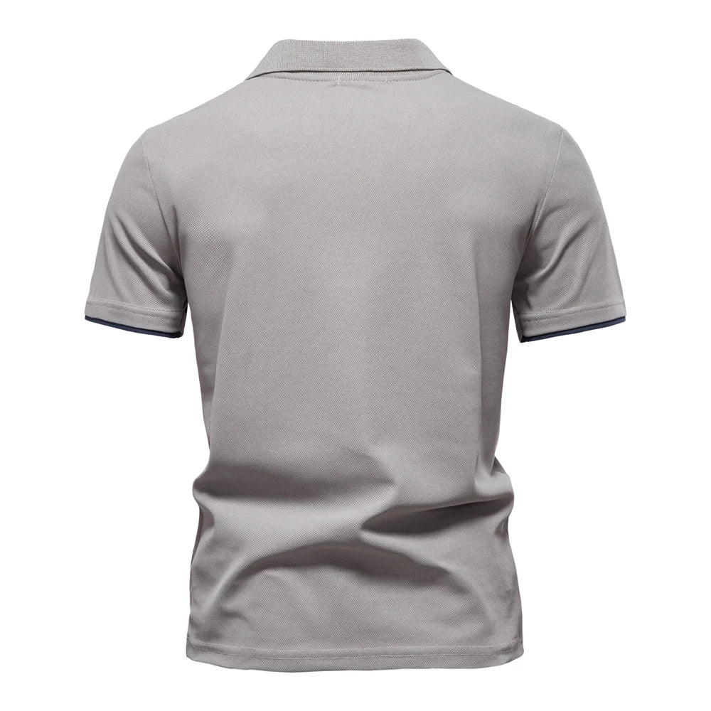 Men's Summer V-Neck Striped Polo Shirt Breathable Slim Fit Polo Shirts for Men Lightweight Casual Athletic Polo