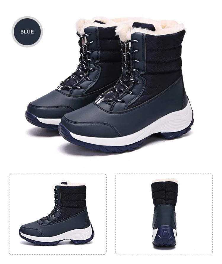 Women's Boots Snow Solid Shoes Woman Platform Women Shoes 2025 Trend Mid Women's High Boots Plush Women Boots Botas Mujer