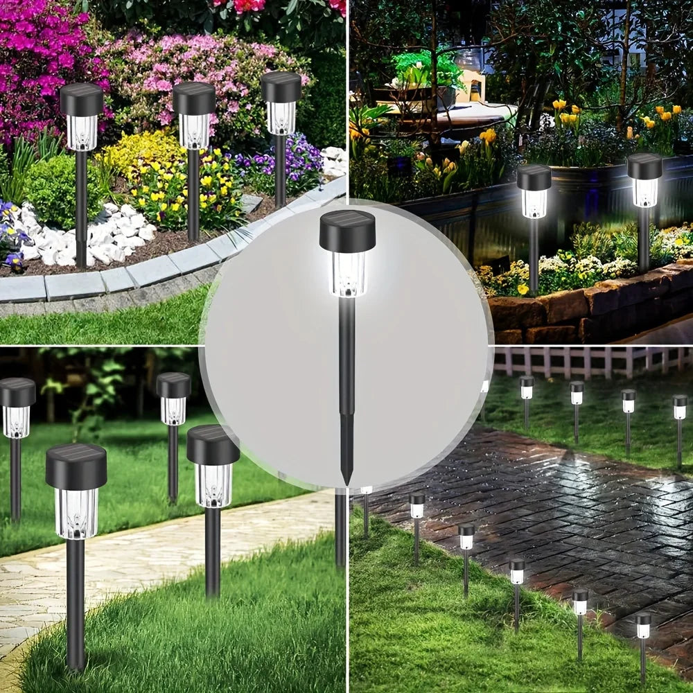 12 stuks zonne-buitenverlichting, zonne-tuinverlichting, LED-tuinverlichting, waterdichte padverlichting, decoratieve loopbrug, gazon, patio, tuin