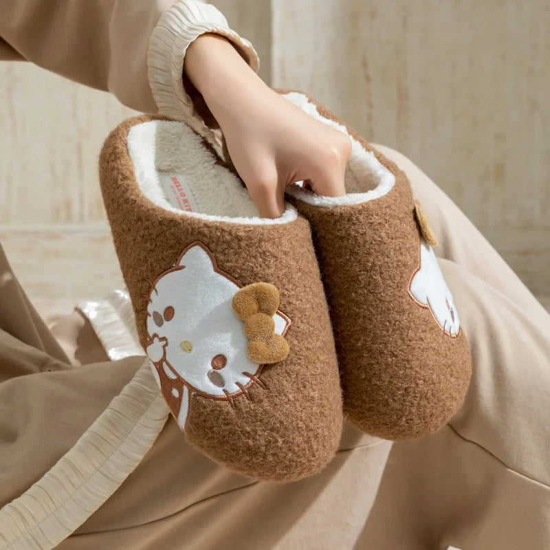Kids' Slippers House Shoes Cartoon Kuromi Winter Shoes Warm Anti-Slip Soft Bottom Shoes For Girls Size 36-41