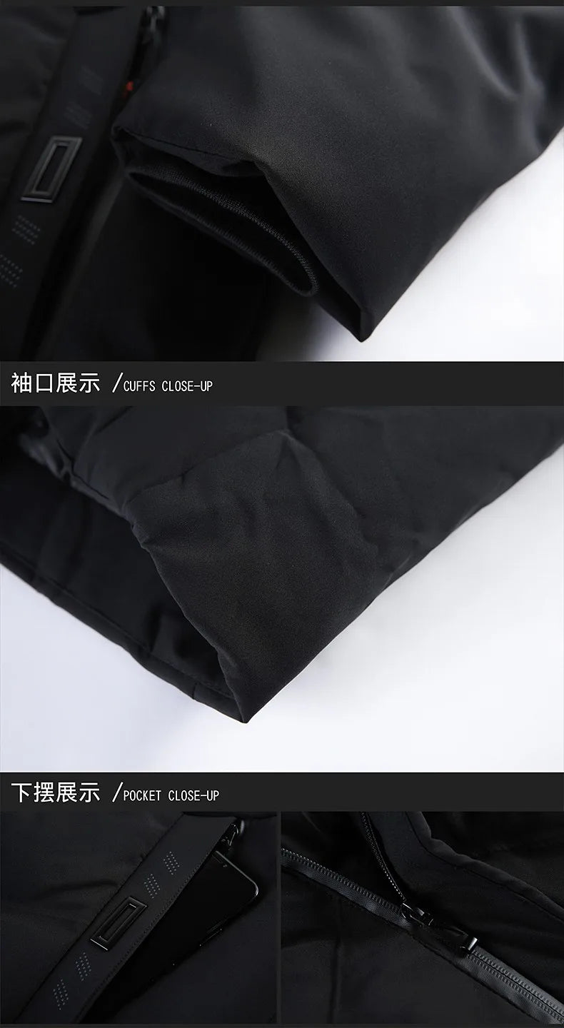 Men's Top Grade Designer Brand Parka Jacket, Thick Casual Fashion Windbreaker, Hooded Quilted Bubble Male Long Coats