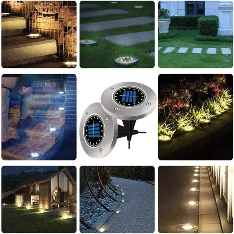 1/4/8-pack zonnelampen voor buiten, 8/20 LED's, schijfvormige ondergrondse lamp, spot, begraven zonnelamp voor huis, tuin, gazon en tuindecoratie