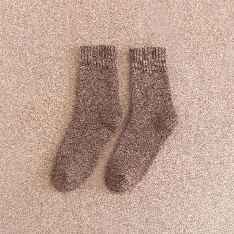 5 paar dikke, warme effen wollen sokken voor dames in de winter, harajuku, retro, koudebestendig, modieus en casual, kasjmier.