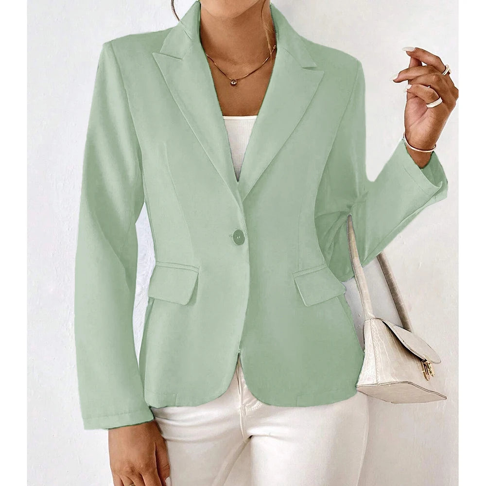 Damesblazers All Season Decent Plain Single Button Long Sleeve Revers Business Blazers