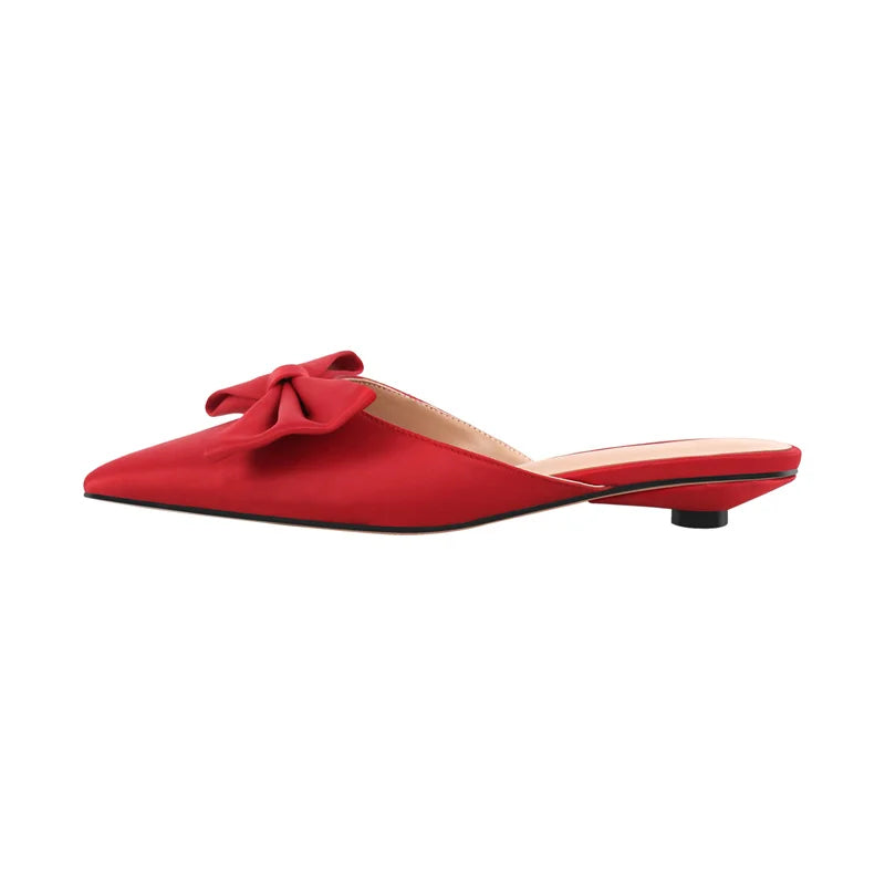 Women Mules Pointed Toe Butterfly-knot Plus Size Shoes