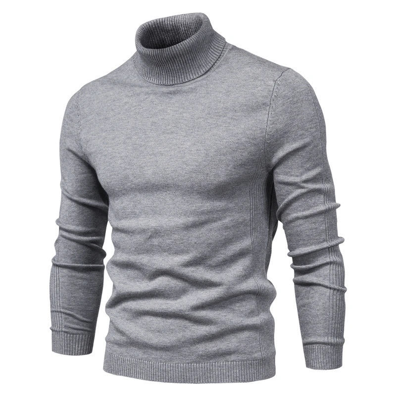 Winter Men's Turtleneck Sweater Casual Solid Colour Warm Pullover High Quality Slim Neck Long Sleeve Sweater For Men