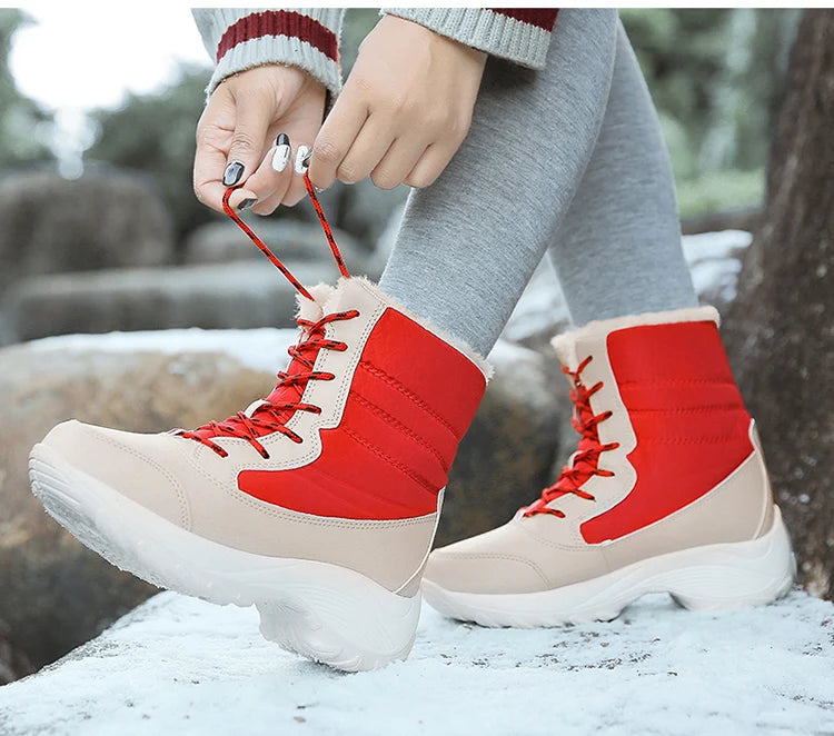 Women's Boots Snow Solid Shoes Woman Platform Women Shoes 2025 Trend Mid Women's High Boots Plush Women Boots Botas Mujer
