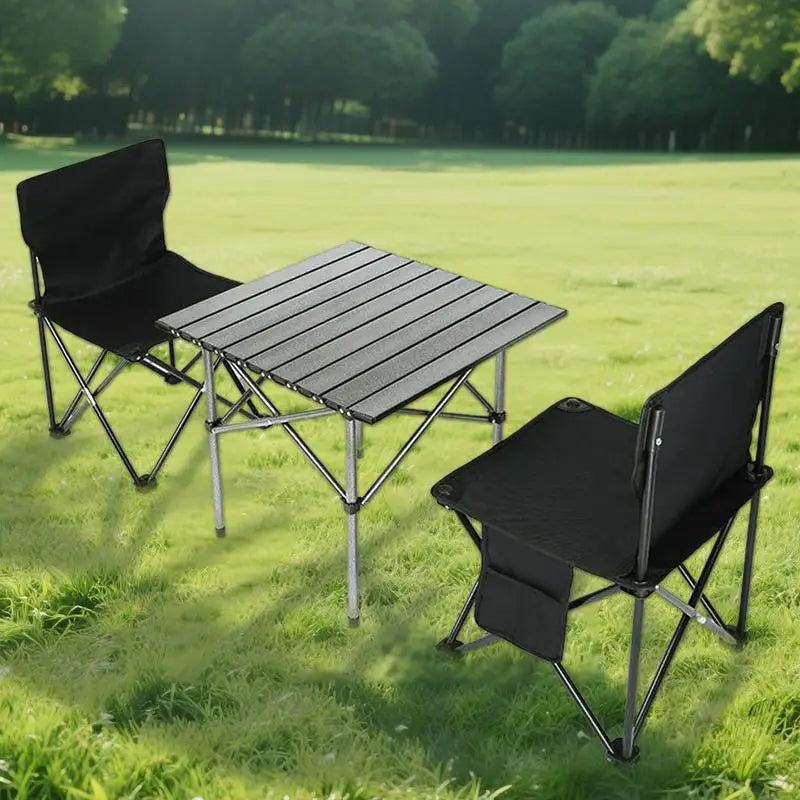 3-delige kampeertafelset met 2 opvouwbare stoelen, opvouwbare picknicktafel, Oxford stoffen krukken, waterdichte loempiatafel voor kamperen