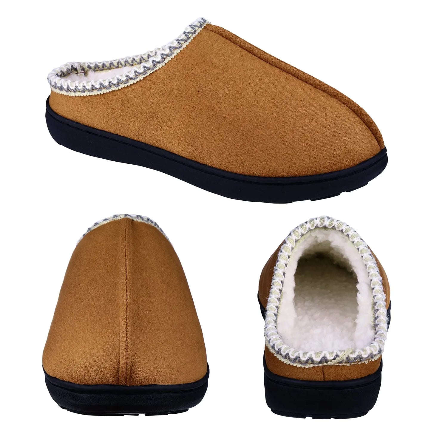 Unisex Winter House Slippers Anti-Slip Fluffy Warm Memory Foam Cotton Slippers With Durable Rubber Sole for Men & Women