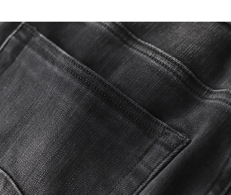 5028# 2024 Lente en herfst Nieuwe Amerikaanse retro elastische zwarte denim jeans Heren eenvoudige gewassen slanke rechte jeugd casual broek