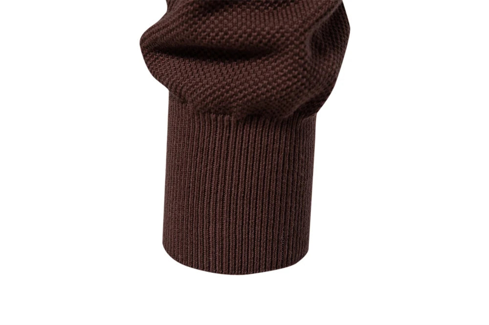 Men's High Quality Cotton Sweater Zipper Mock Neck Pullovers Male Autumn Winter Striped Warm Polo Sweater For Men