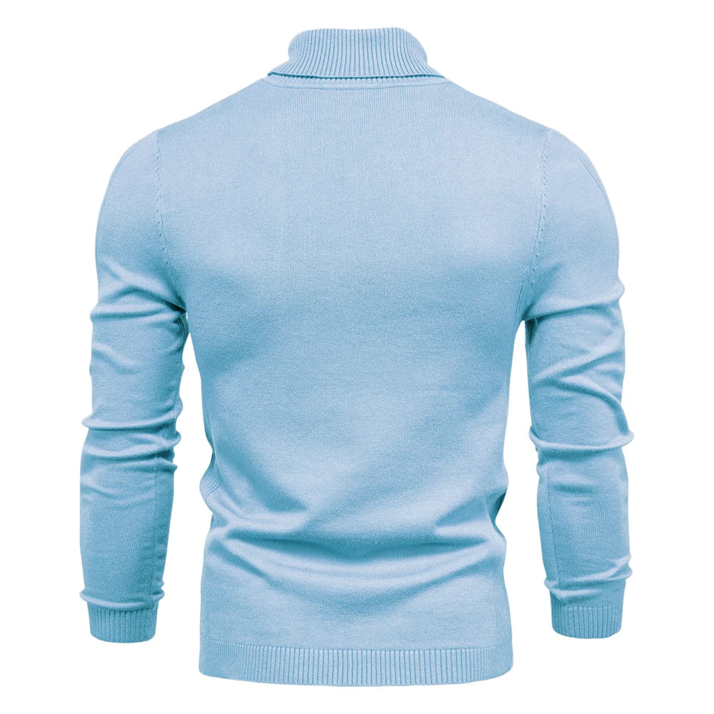 Winter Men's Turtleneck Sweater Casual Solid Colour Warm Pullover High Quality Slim Neck Long Sleeve Sweater For Men