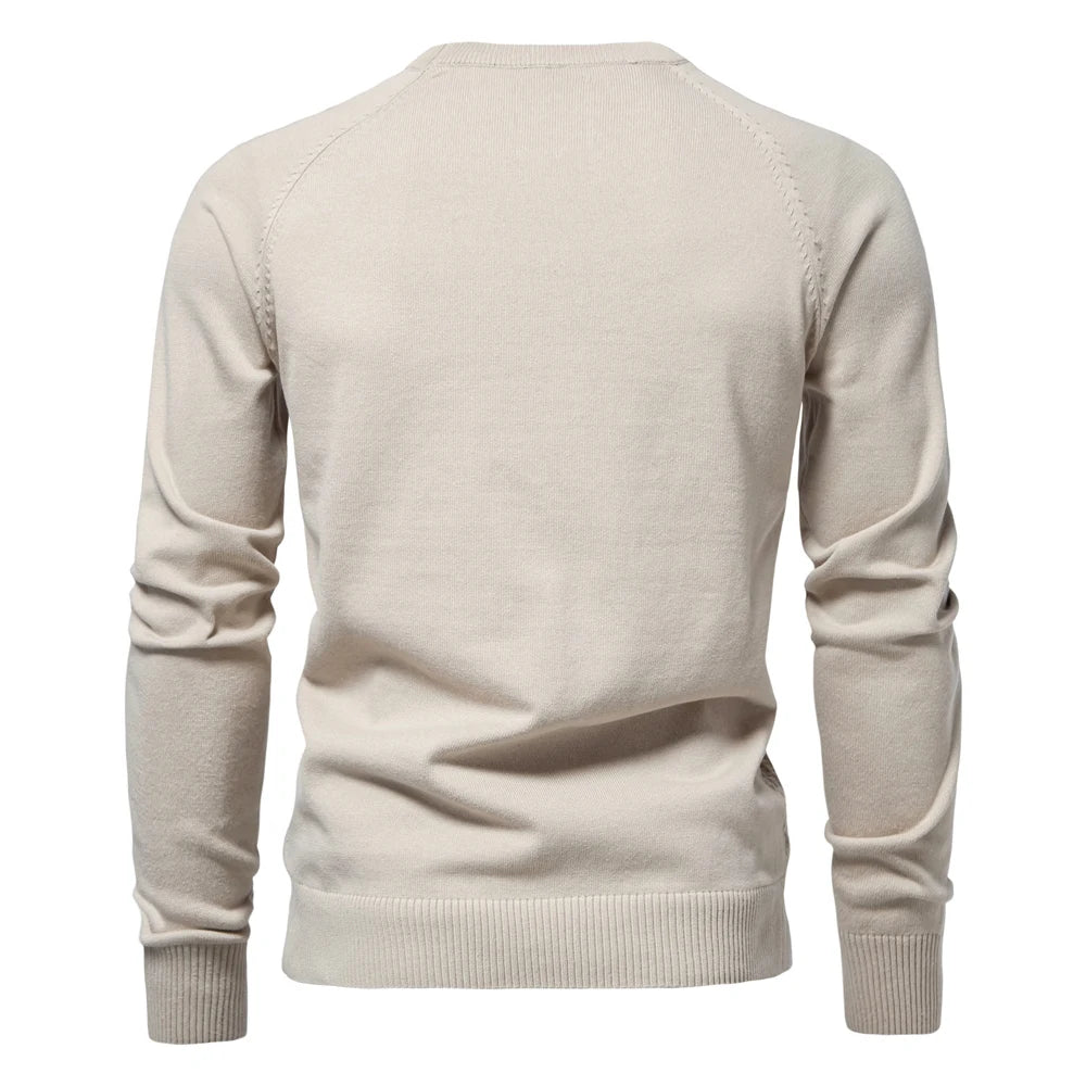 Men's Crew Neck Cotton Pullover Sweater Casual Business Geometric Knitted Male Sweaters
