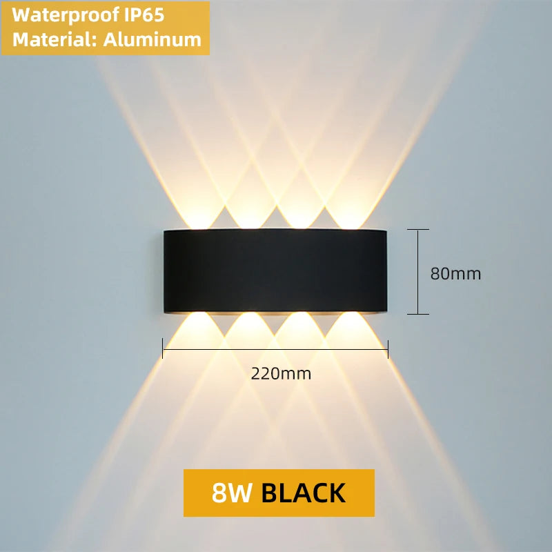 Aluminium binnenwandlamp, waterdichte IP65 LED-wandlamp, buitenverlichting voor in de tuin, slaapkamer, woonkamer, loft, decoratie, trapverlichting
