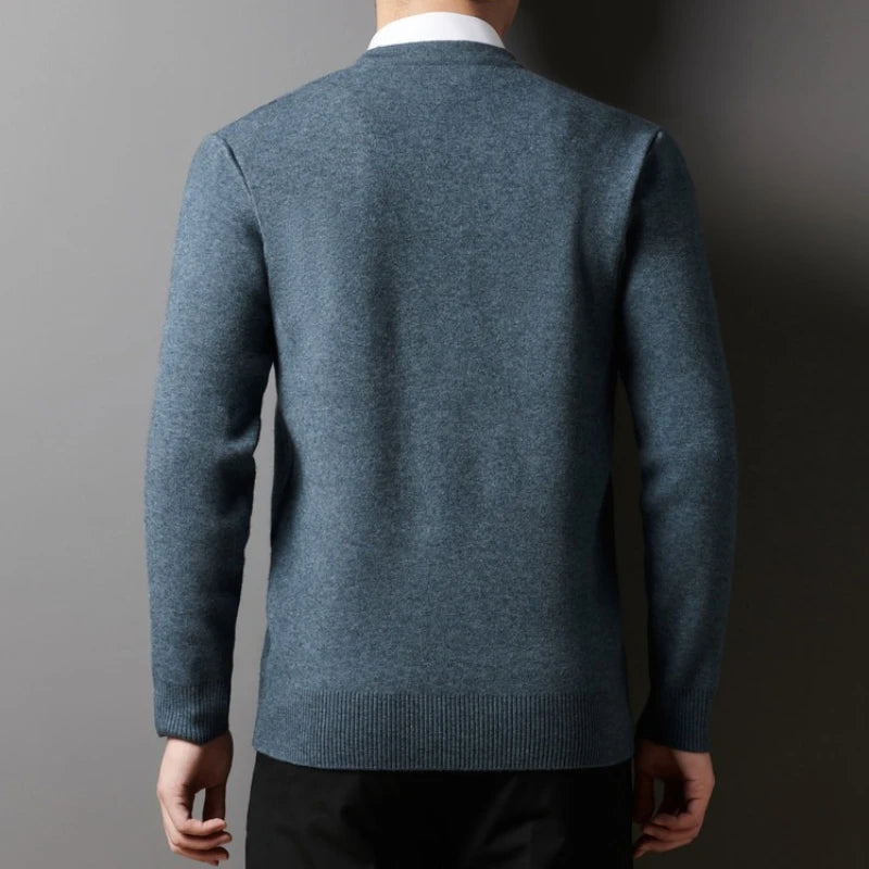 Men's Diamond Pattern V-Neck Sweater Stylish Autumn/Winter Business Casual Knitwear Elegant British Style Male Sweater Size M-4XL