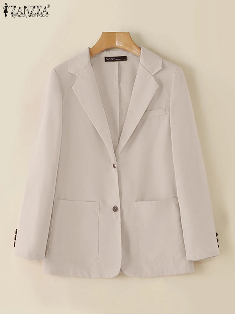 Office Wear Fashion Tops Long Sleeve Elegant Korean Style Women Suit Jackets Streetwear Notched Lapel Casual Blazer