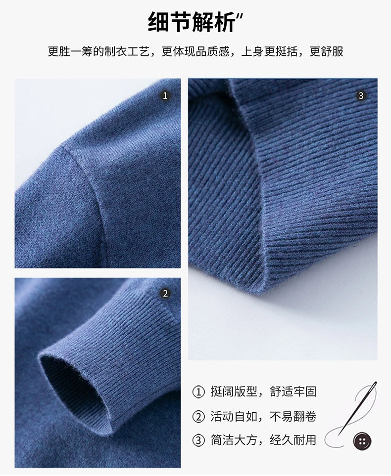Men's Warm V-Neck Solid Colour Sweater, Autumn & Winter Stretch Top, Daily Leisure Pullover Knitwear, Male Business Casual