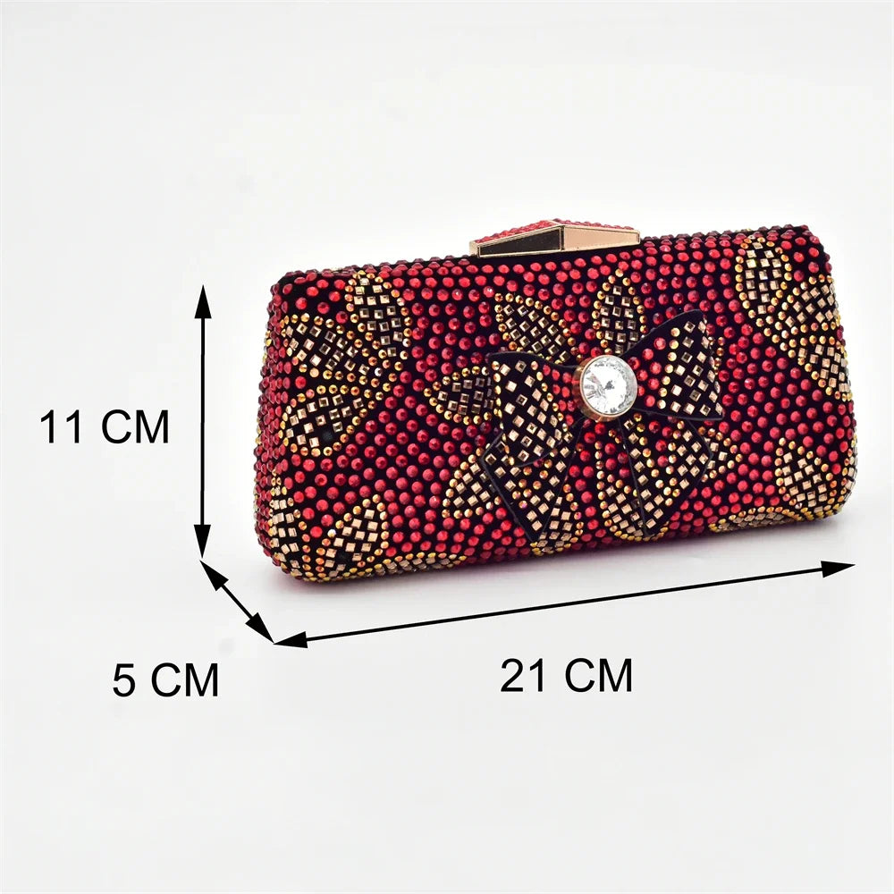 Nigeria Popular Design African Ladies Shoes and Bag Set Decorated with Rhinestone Wedding Shoes Bride Peep Toe Low Black Heels