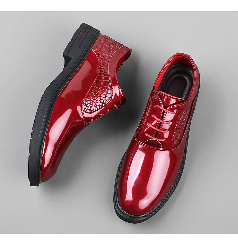 Fashion Mens Formal Dress Shoes Red White Male Business Office Men Oxfords Luxury Brand Wedding Shoes