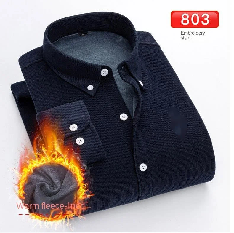 Reversknopf Allgleiches Stickerei Warme Hemden Herrenbekleidung Herbst Neue Übergroße Casual Tops Lose Koreanische Hemd