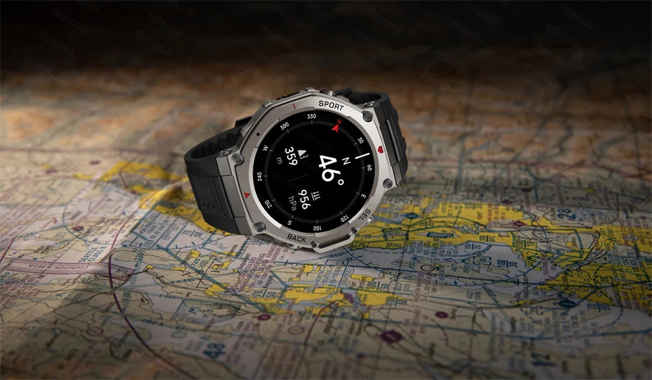 2025 New Outdoor Military Smart Watch Men GPS Track Waterproof Swim Health Monitor Compass GPS Sport Fitness Smart Watch Bracelet