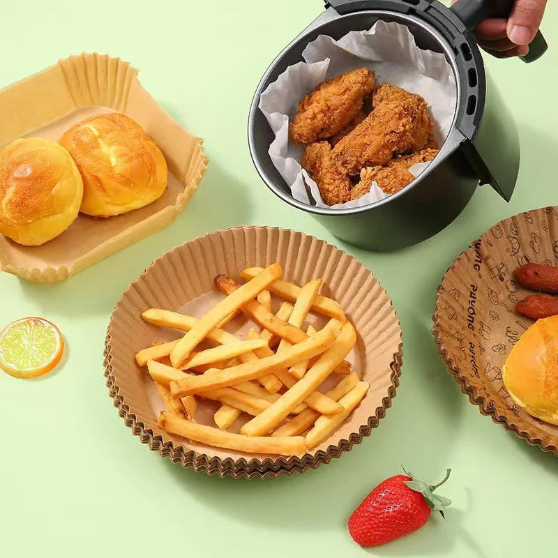 Set van 50 stuks Airfryer-accessoires Wegwerpbare antiaanbakpapieren bakvormpjes Bakovenpapier Aerogrill-bakvormpjes