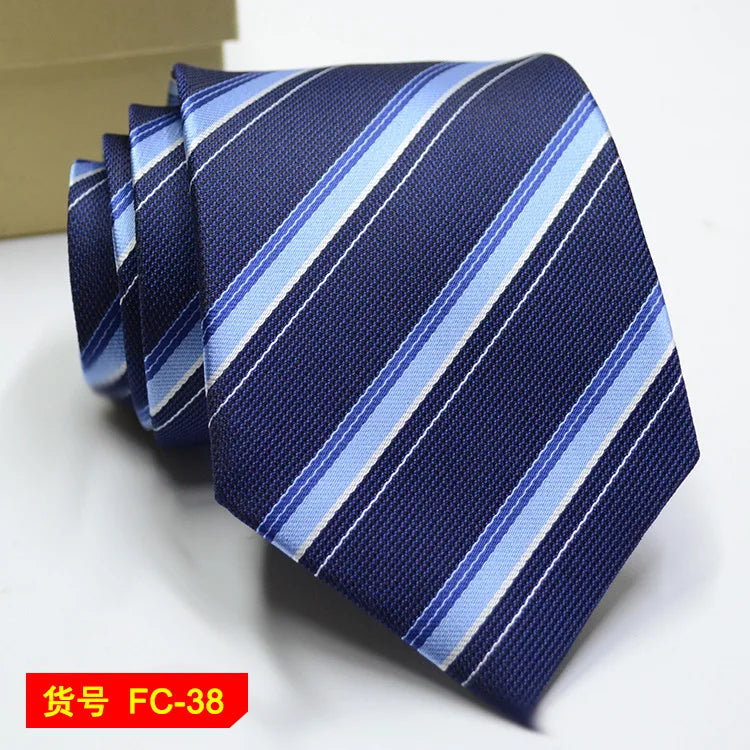 Men's Solid Color Stripe Floral Jacquard Necktie 7-8cm Width Fashionable Daily Wear Cravat for Wedding Party Gift